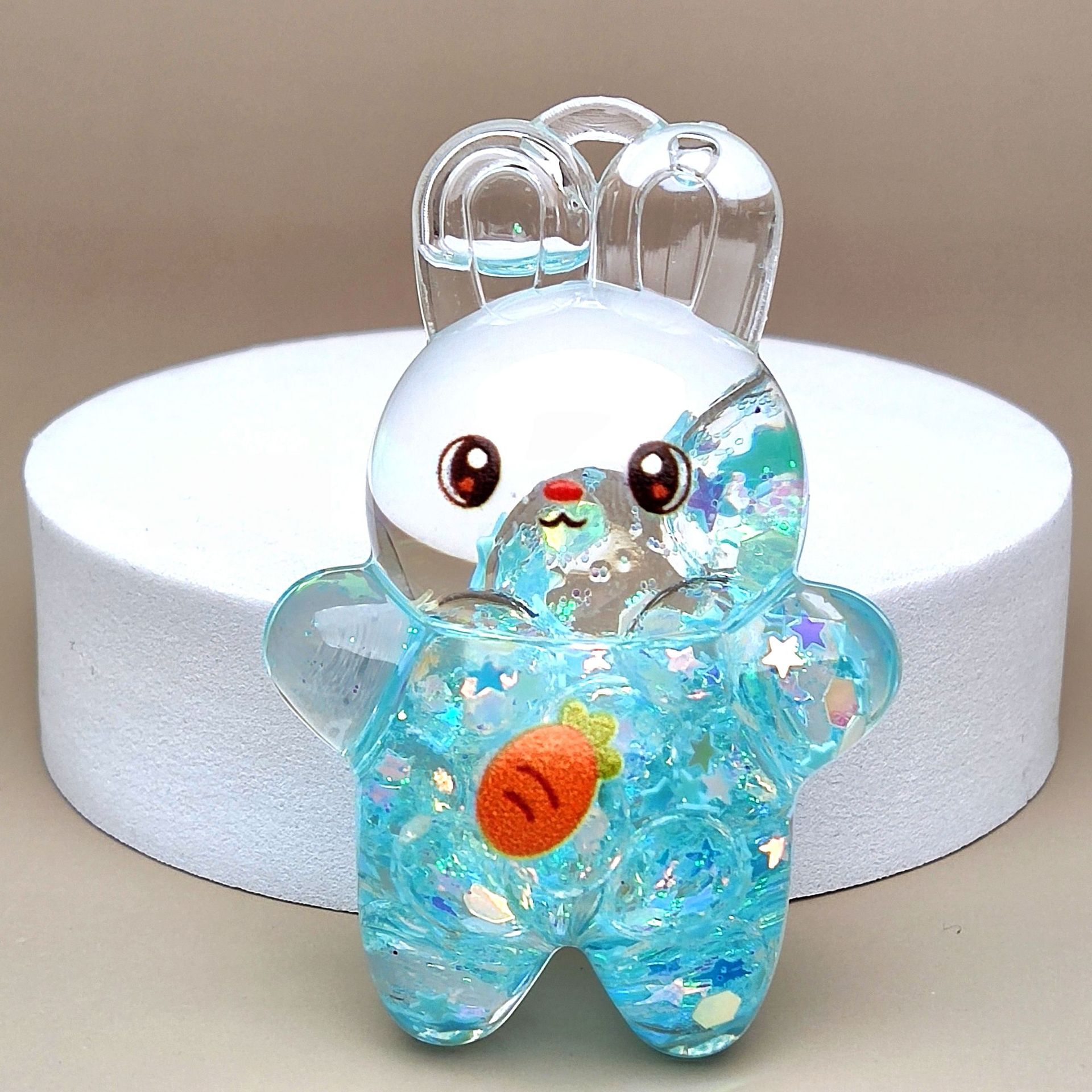 创意亚克力入油流沙瓶夜光泡泡珠兔子钥匙扣汽车配饰桌面摆件饰品详情7