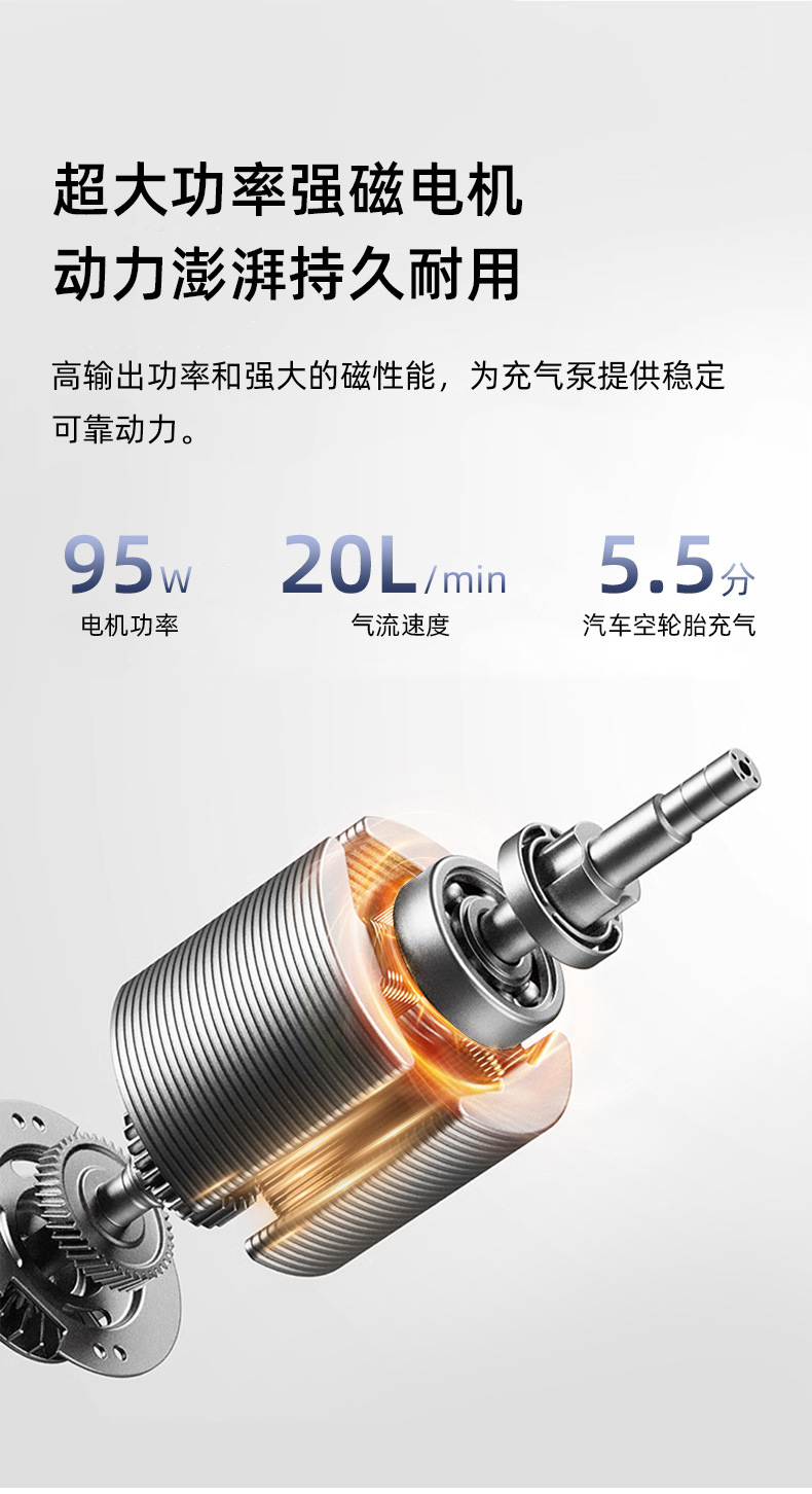 跨境车载充气泵自动充停汽车轮胎无线电动打气泵便携电动车打气筒详情5