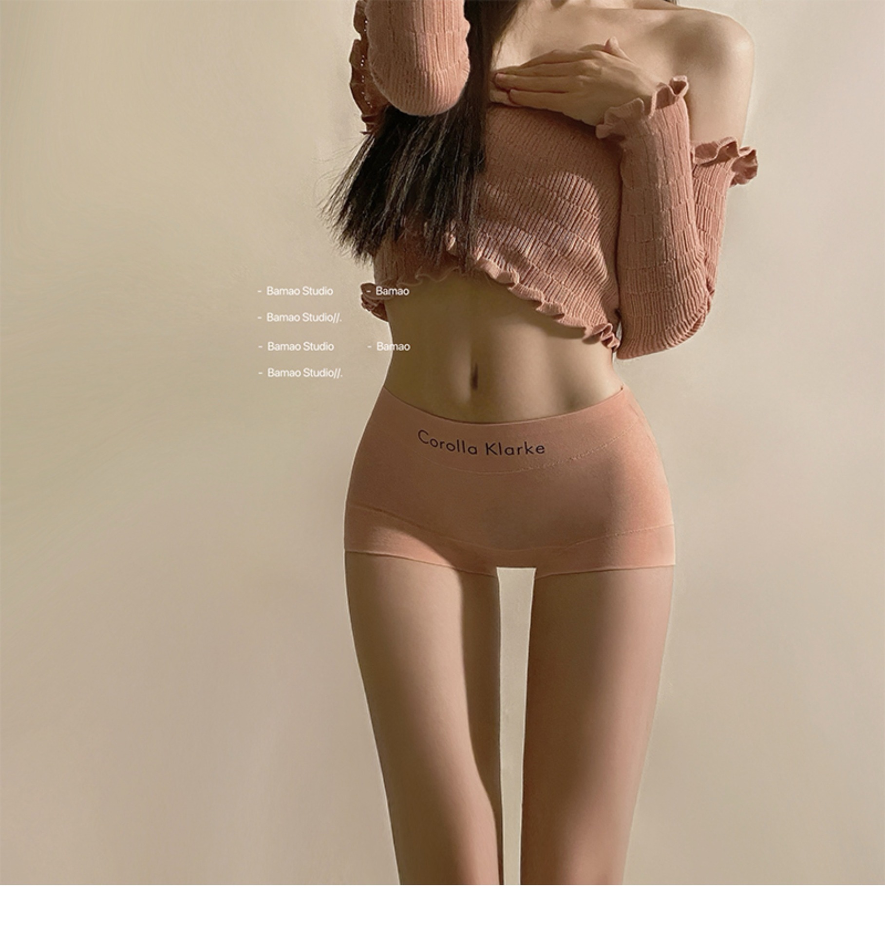 运动风撞色平角无痕纯棉内裤女士抑菌石墨烯裆包臀中腰女生四角裤详情8