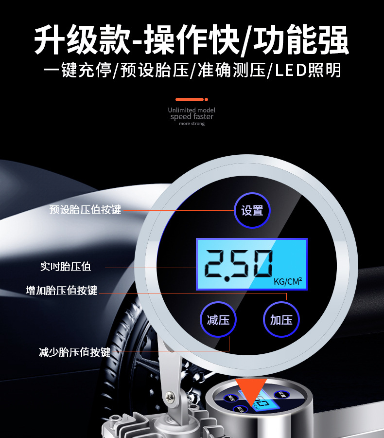车用双缸车载充气泵12V24V便携式小轿车越野车轮胎电动汽车打气泵详情13