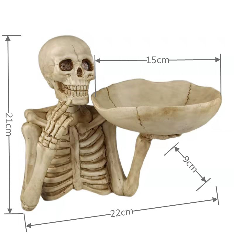 Cross-border best-selling skull-decorated, personalized punk-style resin handicrafts, home key storage trays, entrance foyer ornaments pic 14