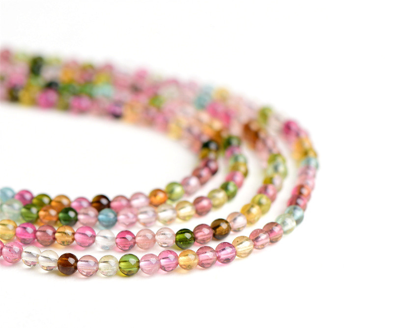 Jiuya Crystal Natural 7A Grade Small Particle Tourmaline Loose Beads Seven-color Tourmaline round Beads Ring Accessories wholesale pic 6
