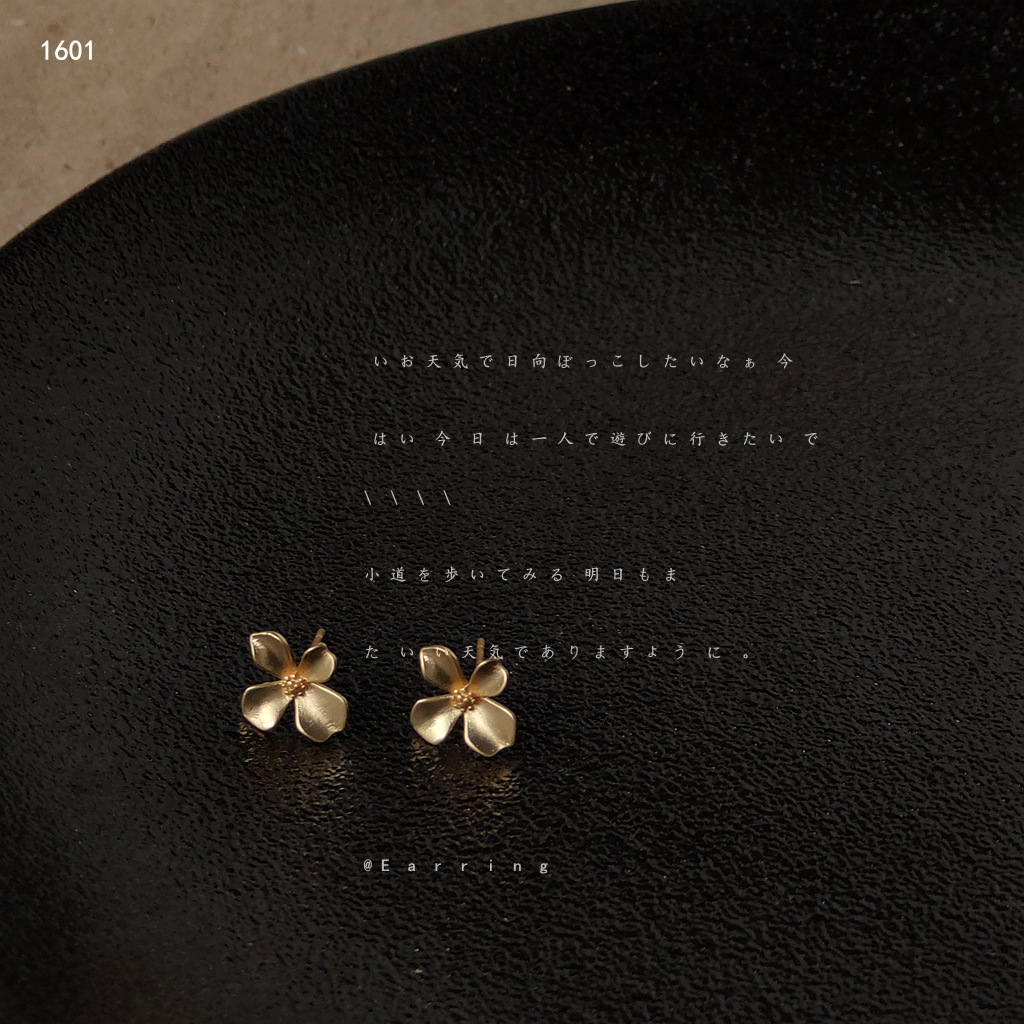 Mini ~ Simple 925 silver needle matte plated small and compact, no need to remove petal earrings for daily sleep. Factory earrings pic 6