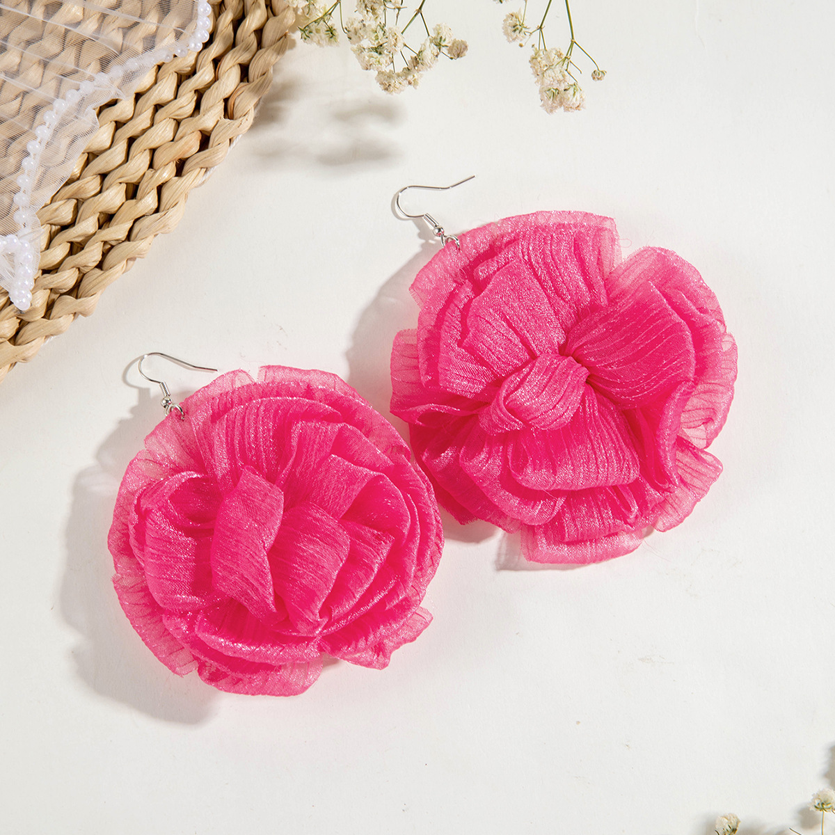欧美跨境饰品时尚不规则立体花朵设计耳饰夸张彩色烤漆花瓣耳环详情37