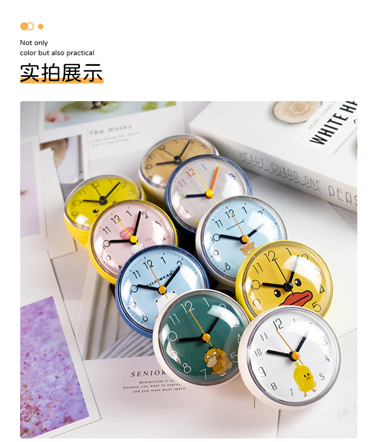 Mini suction cup wall clock, bathroom anti-fog and waterproof clock, kitchen and bathroom clock, small quartz clock, table clock, 7cm pic 4