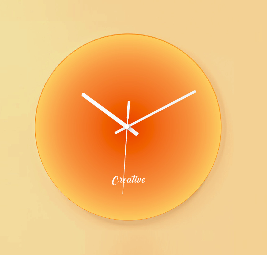 工厂创意日落玻璃钟挂表家居网红静音挂钟简约落日客厅落日时钟详情2