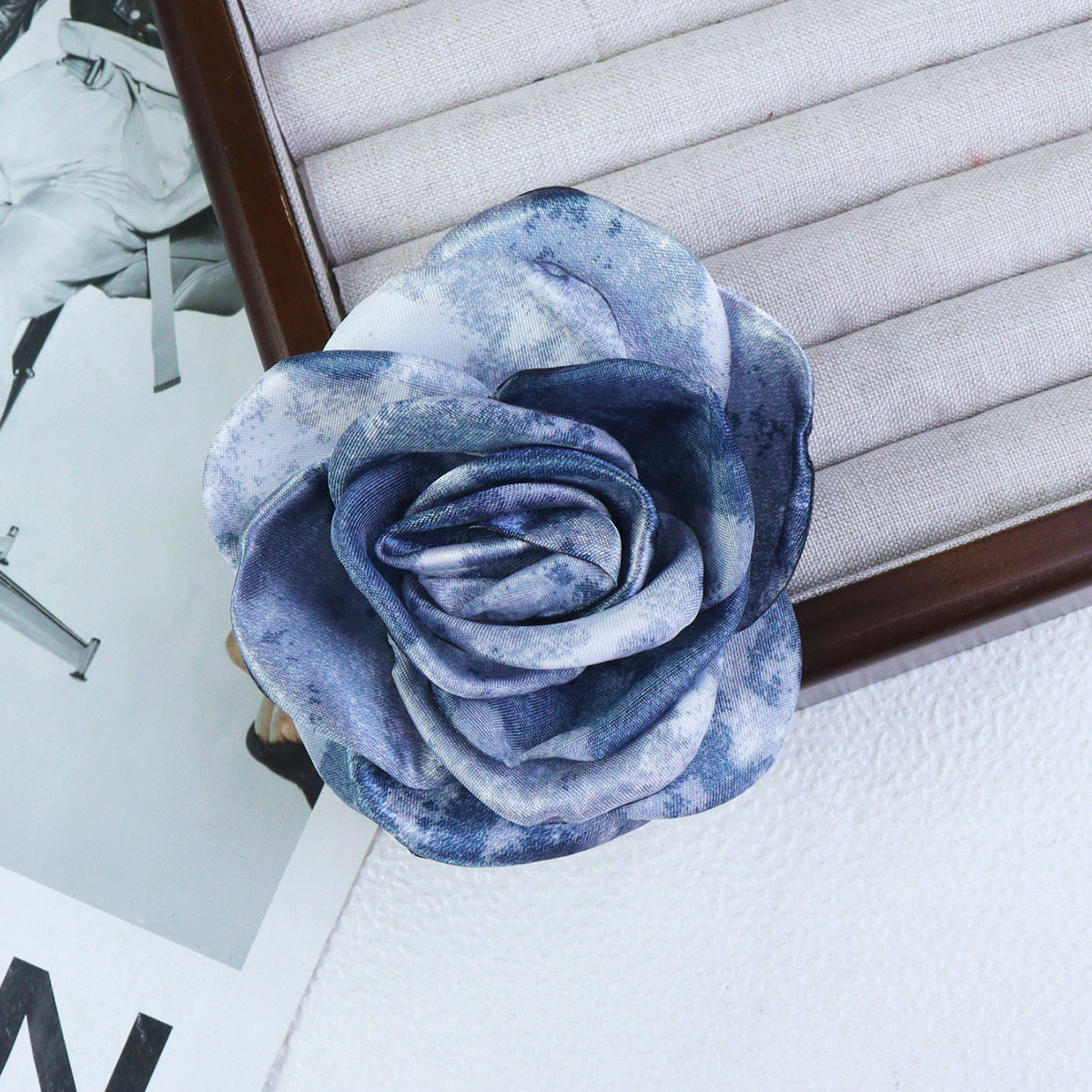 10cm手工立体扎染感玫瑰花朵DIY饰品鞋花包包服装辅料首饰配件详情5