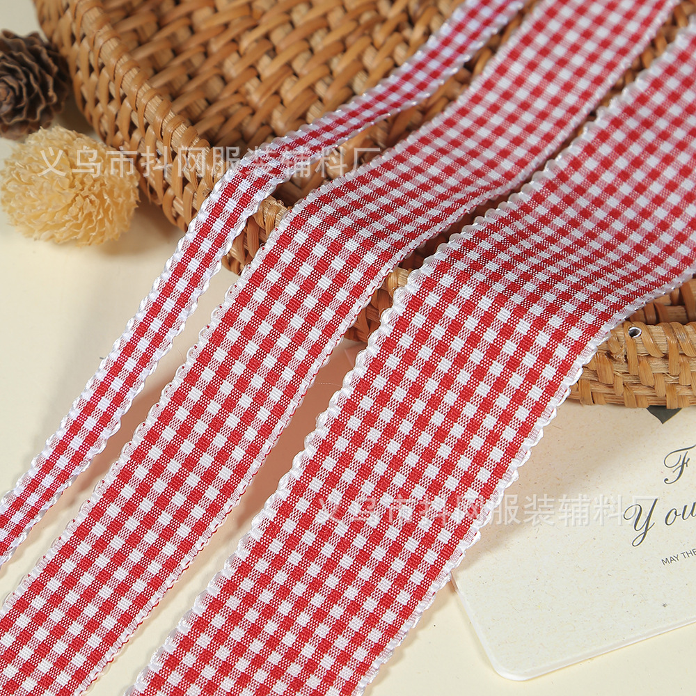 1cm耳朵边田园风格子丝带蝴蝶结手工DIY包装缎带鲜花礼盒彩带详情8