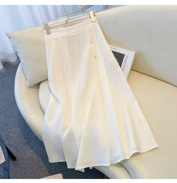 跨境货源时尚新中式提花百褶半身裙国风高腰显瘦马面长裙一件代发国潮详情10