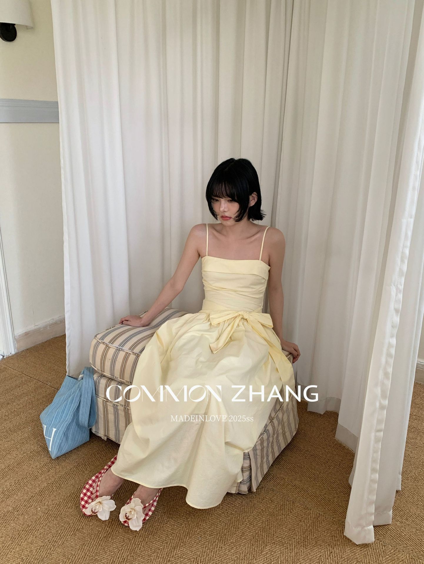 CZ ZHANG Summer Multi-color mint Mamba style lace-up waist-cinching and slimming halter flower bud dress for women B26925 pic 18