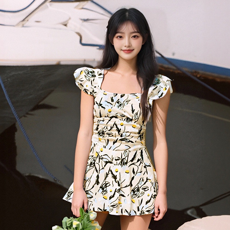 Summer 2026 Floral swimsuit for women, high-end, conservative, cover-up one-piece dress style seaside vacation hot spring swimsuit 107059 pic 5