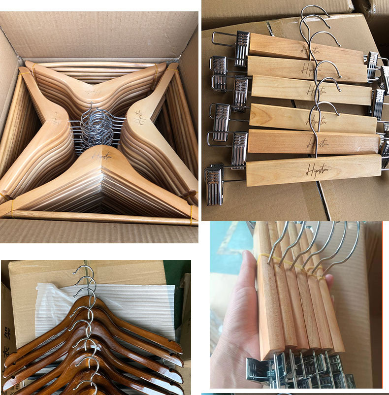 酒店木质衣架加粗款家用无痕防滑木头裤架衣服撑子复古实木晾衣架详情14