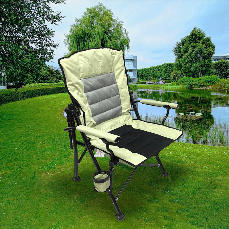 靠背旋转椅扶手挺腰躺椅跨境露营可调节凳子便携式加棉户外折叠椅详情2