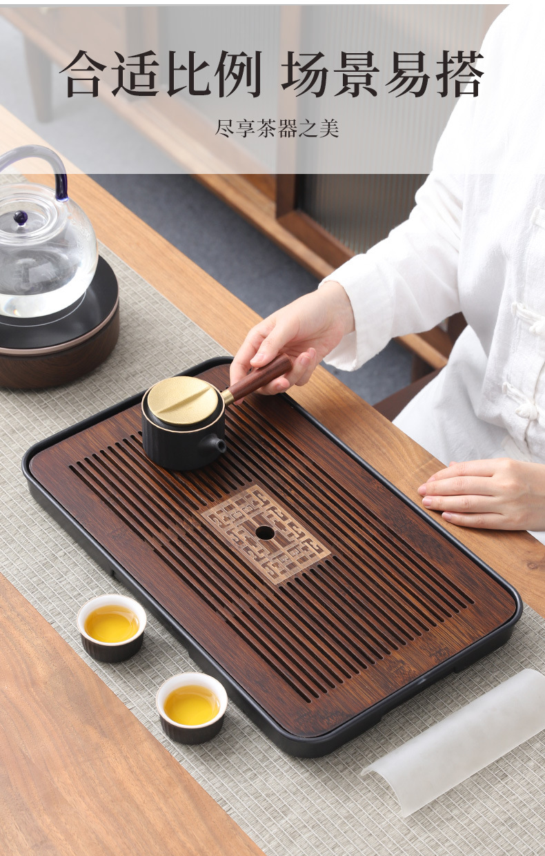 批发密胺茶盘多功能竹制茶台茶托盘带滤水干泡盘小茶盘一件起批详情17