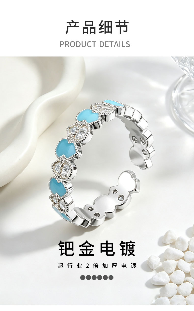 源头工厂新中式珐琅滴油葫芦开口戒指铜合金真金电镀镶锆精致指环详情8