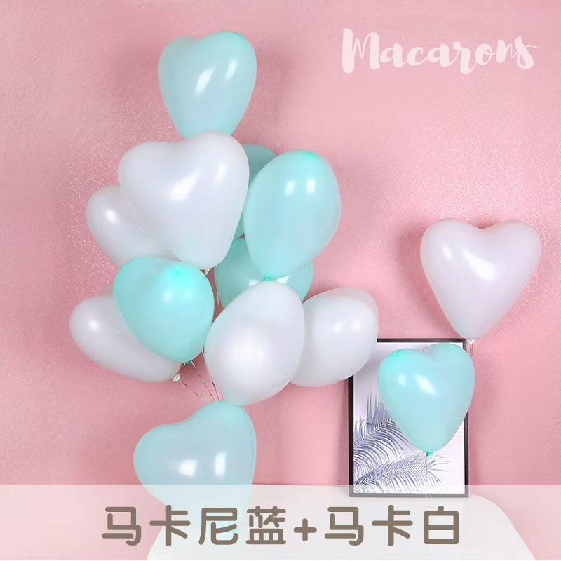 Macaron heart-shaped balloons for the Qixi Festival confession, wedding decoration, birthday party, cute girl atmosphere, and non-toxic pic 25