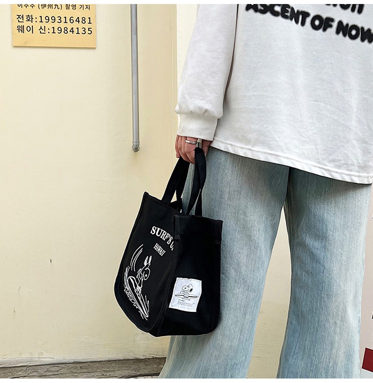 史比卡通帆布餐包加厚饭盒袋便当包防水手提保温袋学生大容量分隔详情20