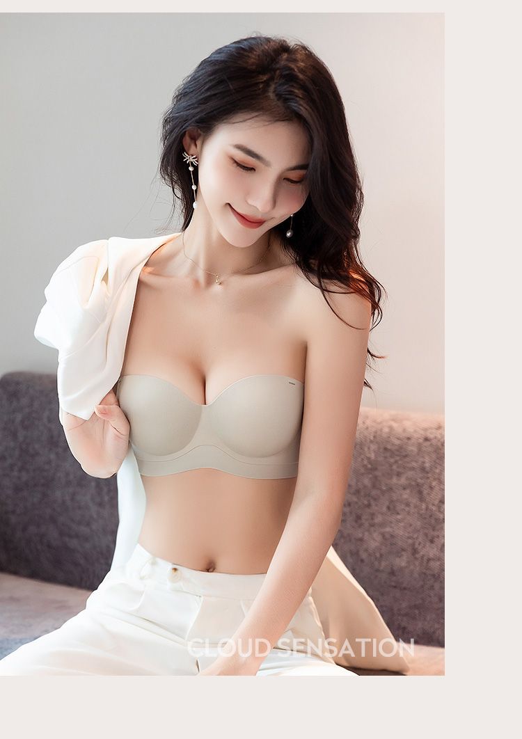 一片式小胸聚拢无痕内衣女收副乳上托隐形防走光抹胸蹦迪防滑文胸详情26