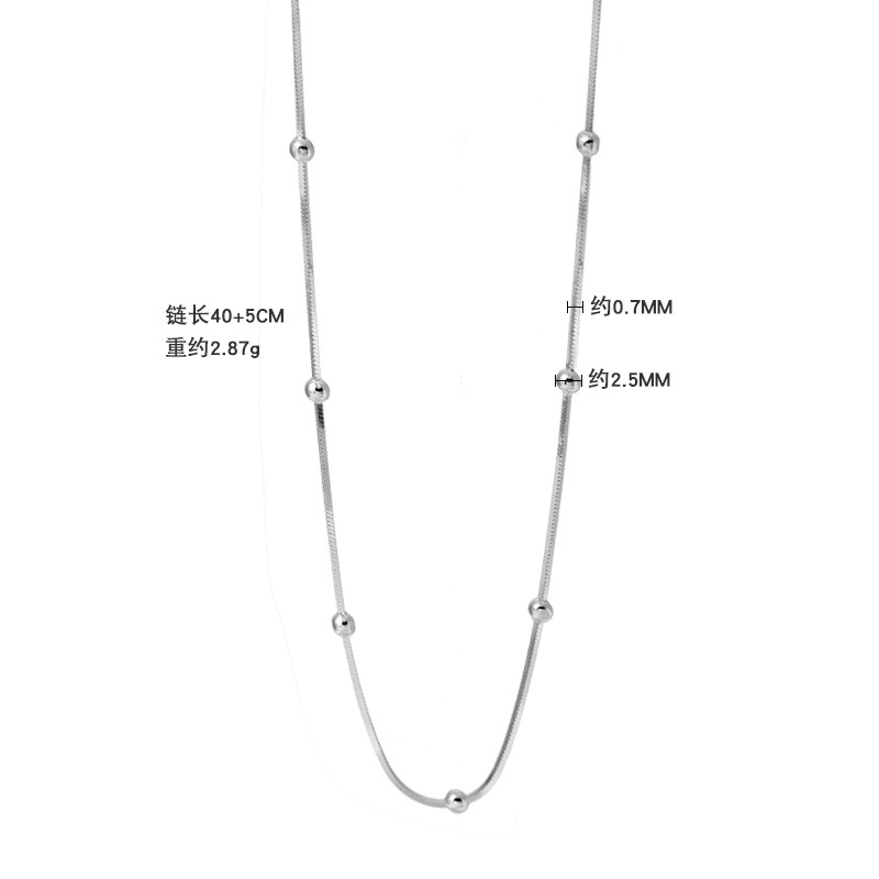 925纯银项链设计隔珠链蛇骨链百搭女高级感ins毛衣链饰品批发青岛详情4