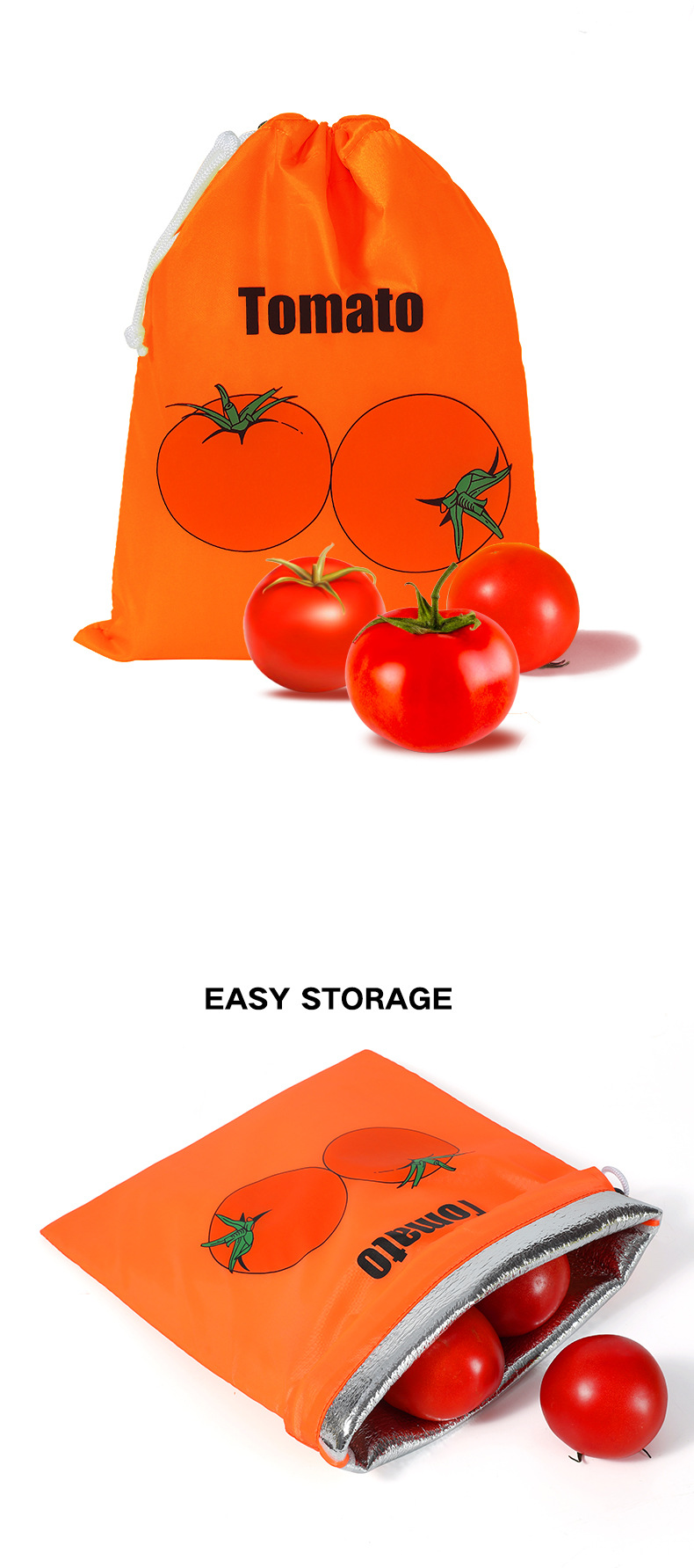 跨境款加厚铝箔袋保温防震蔬菜水果购物袋储藏袋保鲜束口手提袋详情6