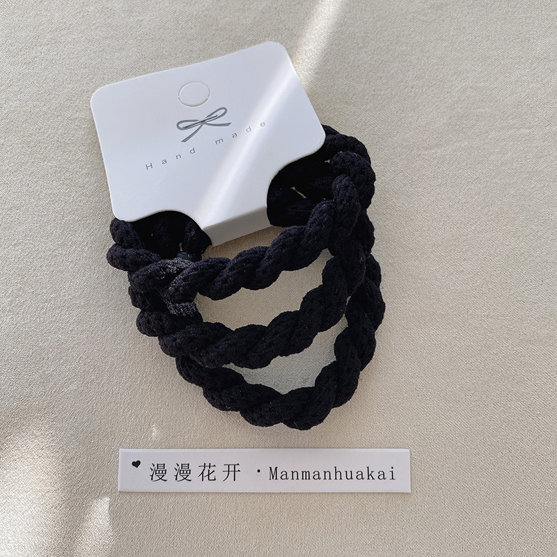 Three thick, durable and highly elastic rubber bands, adult hair ties, black hair ties and hair bands, simple leather cases for tying hair pic 6