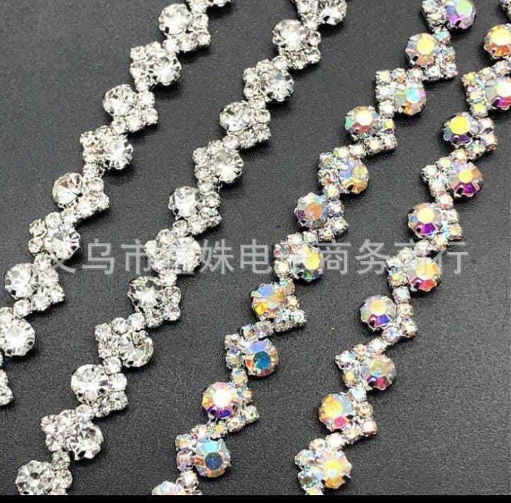 S-shaped diamond chain, silver-white diamond chain headband, hair accessory, decorative accessories, clothing accessories pic 1
