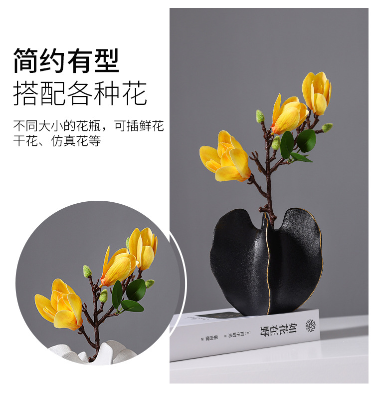 2026 New European-style flower arrangement vase, creative and simple ceramic flower vase, living room dining table, dried and fresh flowers, hydroponic decoration, home decoration, vase, ceramic decoration, ceramic vase handicraft, ceramic vase pic 2