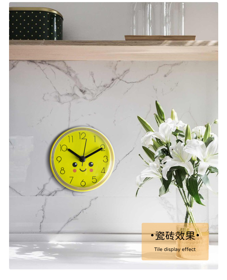 Mini suction cup wall clock, bathroom anti-fog and waterproof clock, kitchen and bathroom clock, small quartz clock, table clock, 7cm pic 5