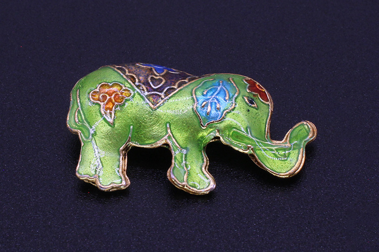 Traditional high-temperature enamel mechanism silver-blue ancient-style jewelry accessory, back cloud partition beads, cloisonne 31*19 elephant beads pic 4