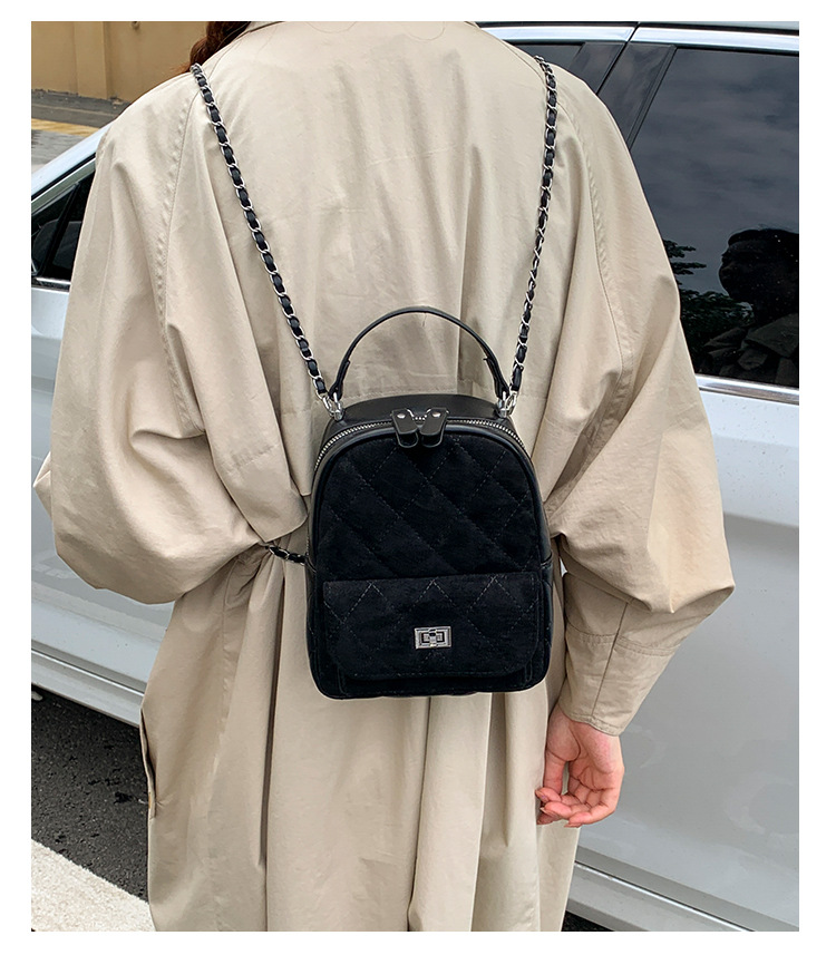 时尚小香风菱格链条女包新款绒面双肩包小众百搭手提包儒雅休闲包详情16