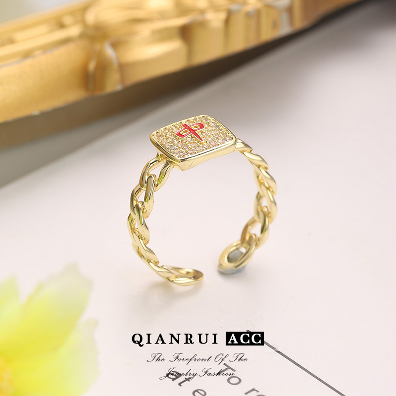 网红同款麻将发财红中国潮戒指女小众设计高级感气质百搭食指戒女详情25