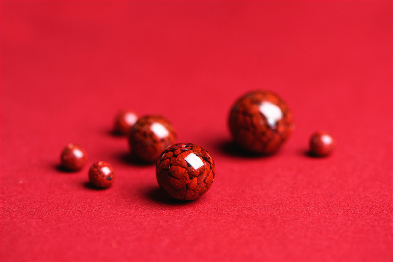 Jiuya Crystal natural raw ore cinnabar loose beads, purple gold sand round beads, semi-finished products, imperial red sand decorative beads pic 30