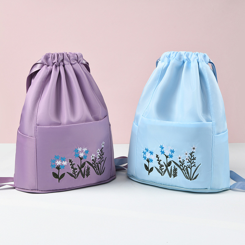 New embroidered Oxford drawstring backpacks with large capacity, fashionable outdoor trend, travel folding backpacks, cross-border wholesale pic 26