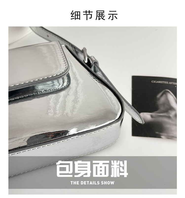 跨境女包新款欧美时尚漆皮女士法棍包质感亮面腋下包高级感单肩包详情3