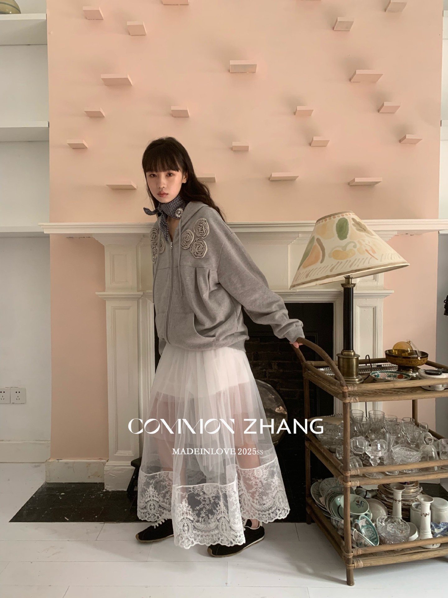 CZ ZHANG韩版网纱蕾丝拼接层次感微透高腰显瘦a字半身裙女B12103详情30