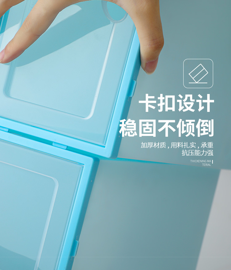 Wholesale of pp transparent plastic shoe storage boxes, dust-proof and moisture-proof household storage flip-top drawer boxes pic 12
