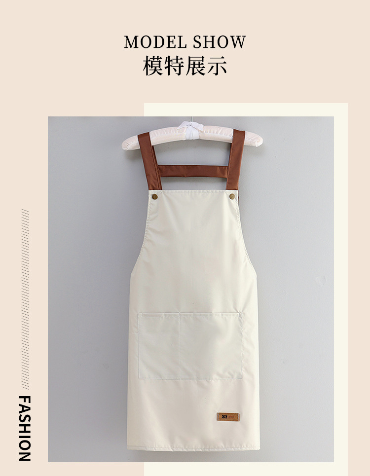 新款围裙厨房防水防油上班工作服餐饮女韩版围腰薄男定印字logo详情10