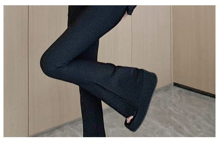 Autumn high-waisted micro-hoof-shaped floor-length pants 2025, slimming and form-fitting, with a good drape, children's flared pants, black suit pants, and elasticity pic 21