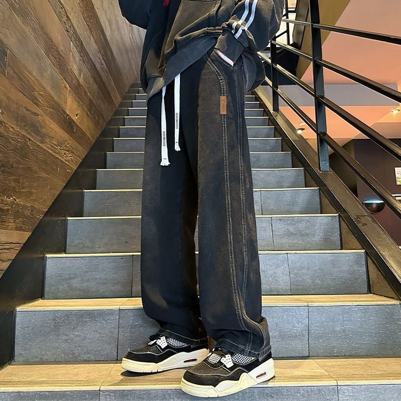 水洗浅色牛仔裤男生2024夏季新款男士直筒宽松阔腿休闲裤子青少年详情10