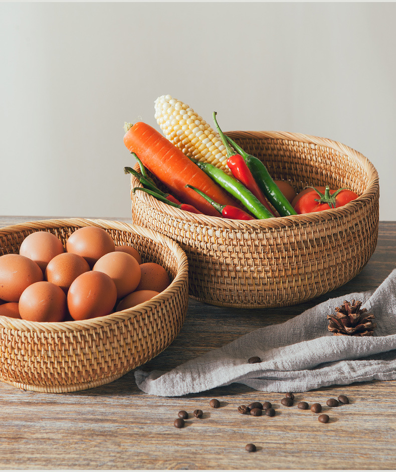 藤编收纳筐水果篮家用馒头筐竹编面包筐馍筐零食野餐篮筐手编篮子详情6