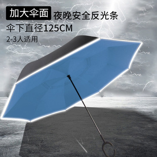 免持双层礼品伞创意汽车反向伞广告伞商务直杆纯色晴雨伞印刷LOGO详情7