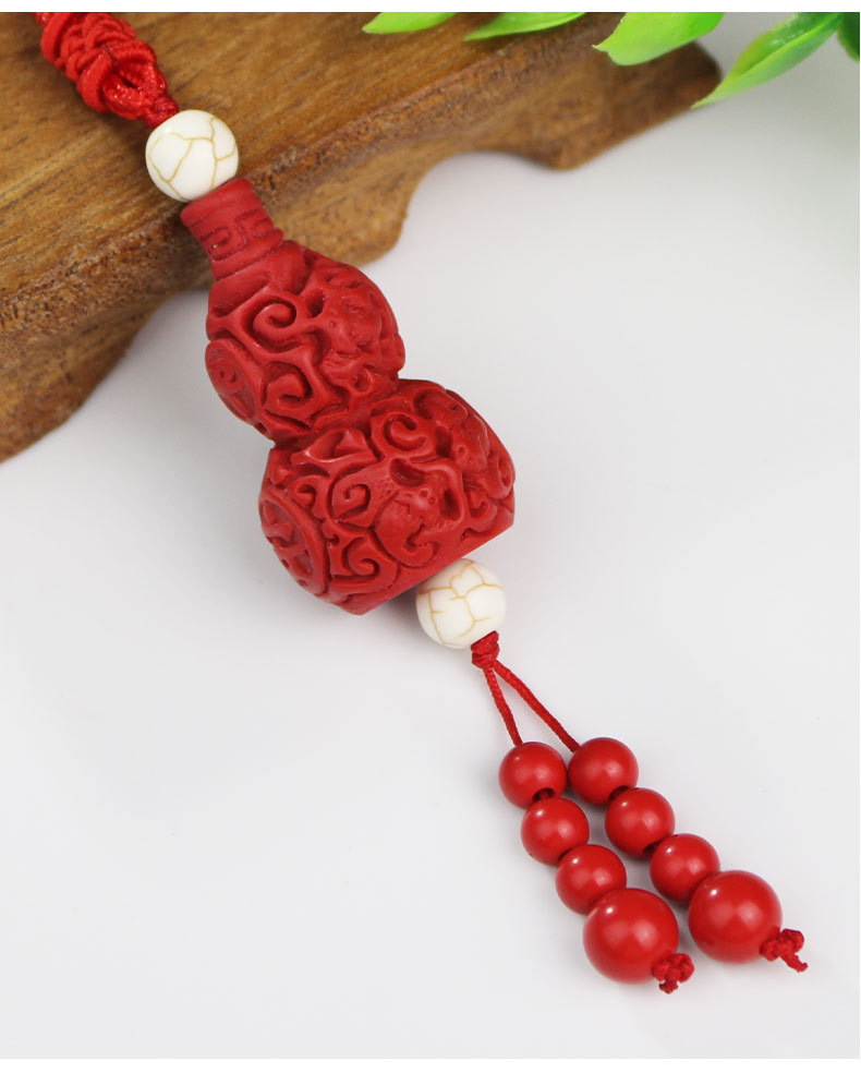 朱砂葫芦项链挂脖吊坠男女情侣红色本命年饰品挂件红朱砂厂家批发详情8