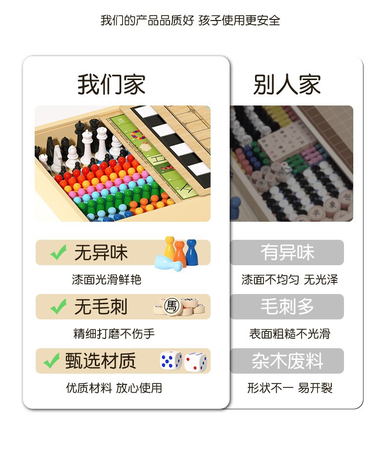 木质飞行棋儿童益智玩具跳棋五子棋桌游棋盘亲子互动游戏套装礼物详情4