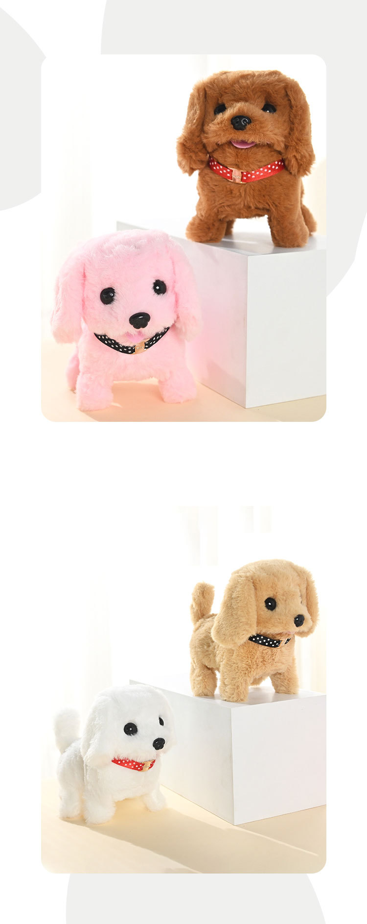 Simulación peluche mascota electrónica perrita eléctrica pasar la casa muñeca caminar voz sacudiendo la cola niños juguetes perros al por mayor pic 8