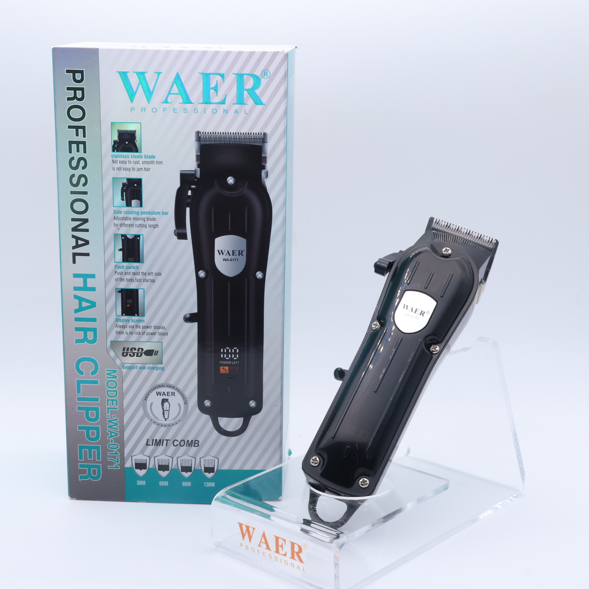 WAER新款电动理发剪雕刻不锈钢电推剪发廊专用大功率专业款电推子详情21