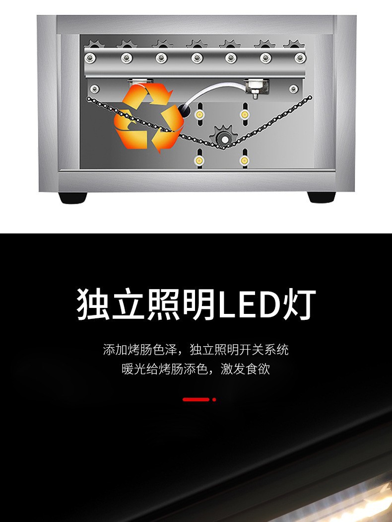 Commercial fully automatic European-style sausage machine with 304 stainless steel roller, dual-temperature and dual-control hot dog machine for convenience store stalls pic 10