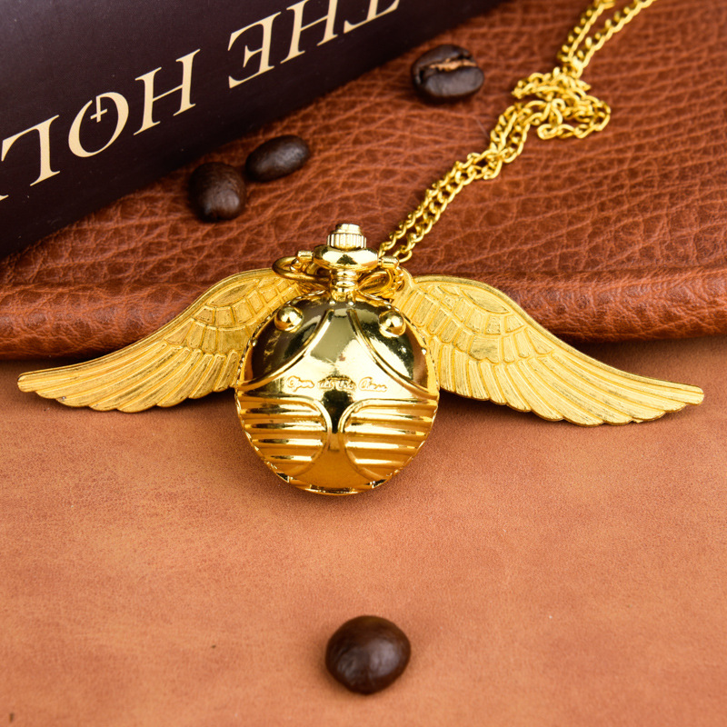 Small golden blue ball pocket watch with golden small light ball and large wings manufacturer wholesale 8890 pic 6