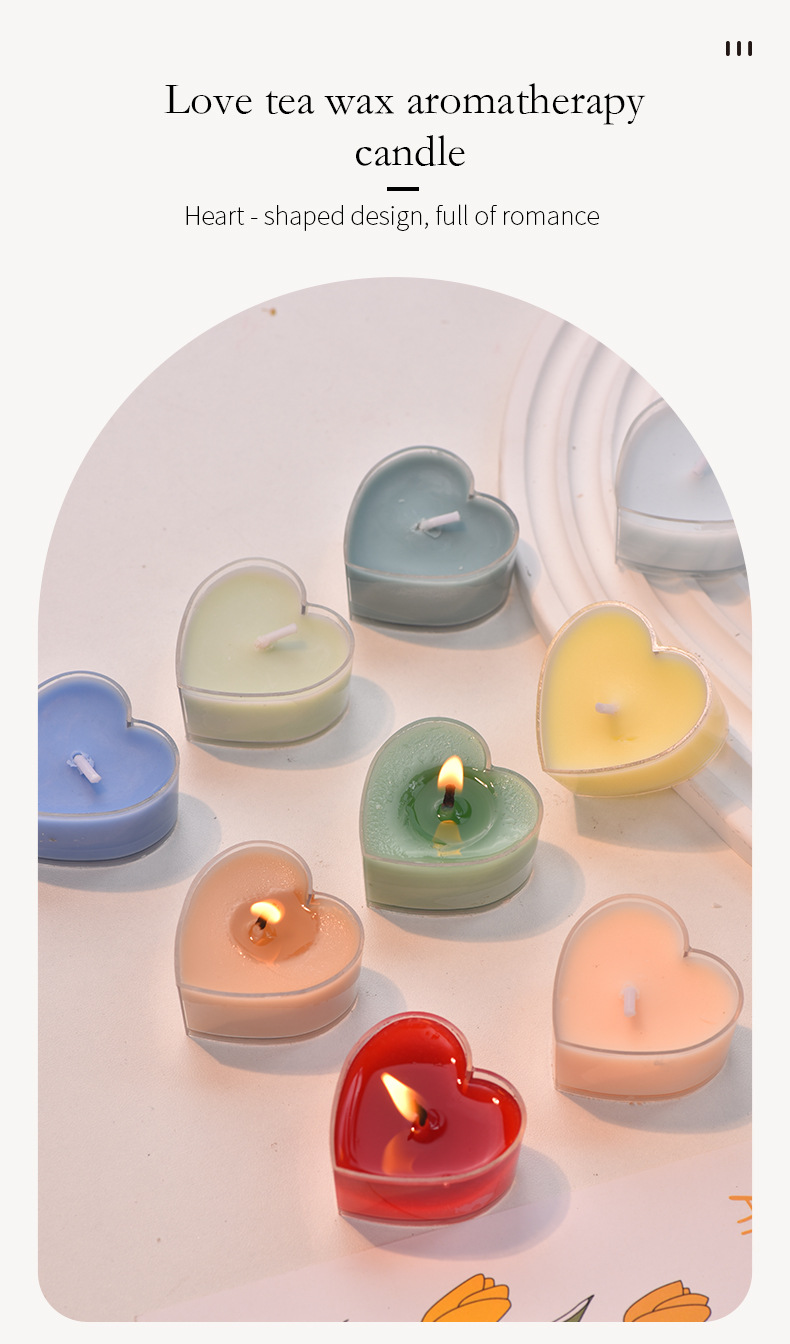 Wholesale heart-shaped candles, plant wax scented candles, birthday and proposal romance, heated for 4 hours, heart-shaped tea wax pic 5