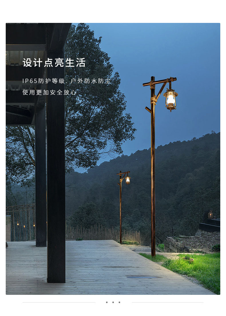3-meter retro horse lantern led Chinese-style outdoor antique courtyard lamp, folk custom street inn, park landscape road pic 16