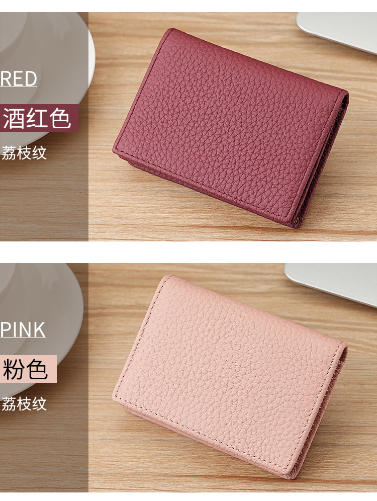 Multi-functional business card case, card holder, business and leisure, top layer cowhide small card case, large capacity storage for men and women, coin purse pic 13